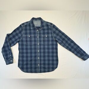 GAP Navy Plaid Casual Button Down Shirt Size Large Made in India
